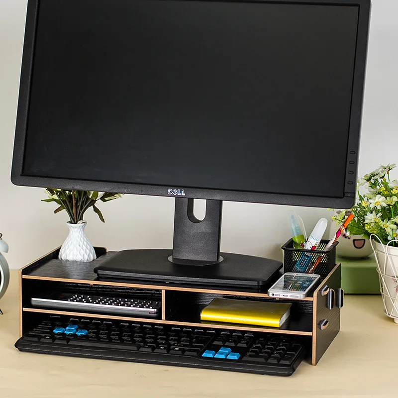 

Office Computer Shelves with Drawer Computer Monitor Base Rack Wooden Assembled Laptop Tray 48*20*11.5cm Table Organizer