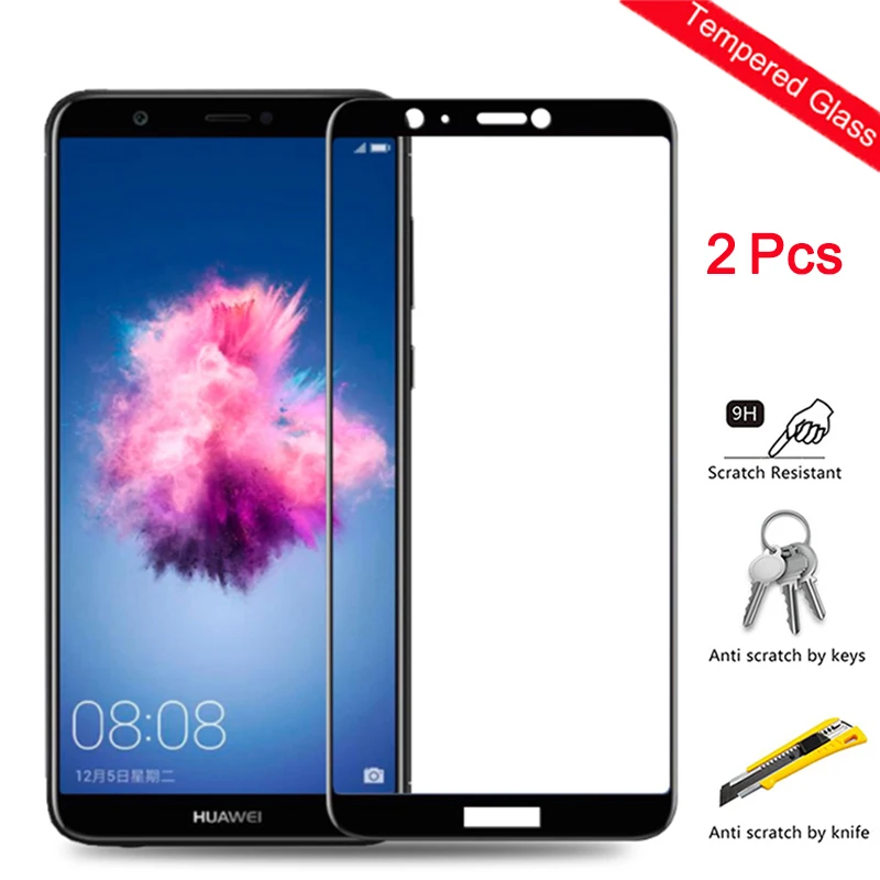 Закаленное стекло для Huawei P smart 2 шт. Защитное p plus 2019 защита экрана с полным