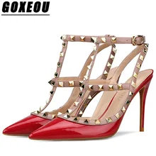 

GOXEOU 2018 Ladies High Heels Pumps Women High Heel Shoes Woman Brand Plus Size Pointed Toe Womens Pumps Red Sexy Casual Fashion