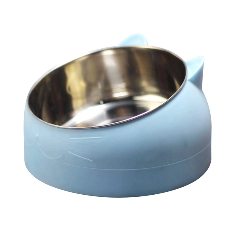 21cm Non-slip Cats Bowls With Raised Stand Pet Food Water Bowl For Cats Dogs Feeders Bowl Pet Supplies - Color: Blue