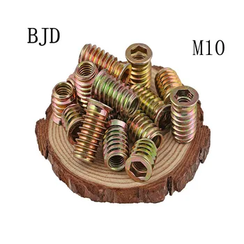 

20pcs M10 carbon steel hex socket drive Insert nuts tuerca threaded for wood furniture screw nut stainless hex nut