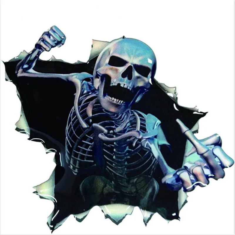 

16*15cm New Creative Car Styling Sticker 3D Skull Car Hoods Trunk Thriller Window Reflective Decal Auto Cover Waterproof