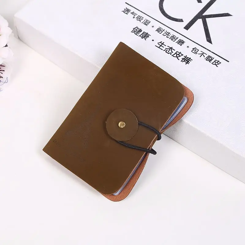 

Men Women Casual Card Case Holders 24 Slot Tower Printed Credit ID Card Holder String Genuine Sheep Leather Business Wallet Bag