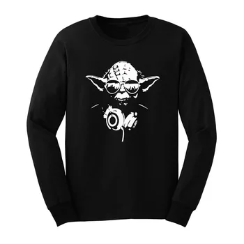 

Mens Yoda Cool Father Gift Graphic Long Sleeve T-Shirts Casual Men Tee