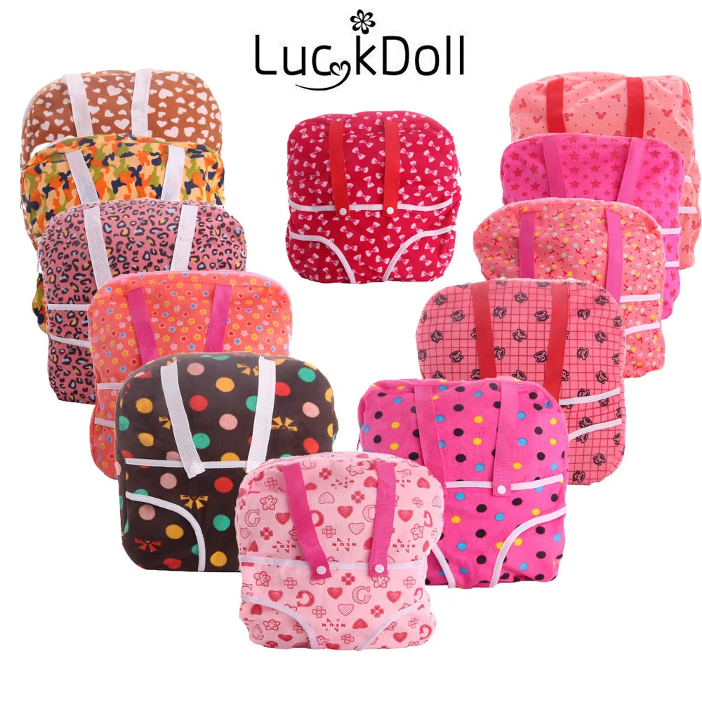 

Luckdoll Various tinct Patterns Backpack Accessories fit 18 Inch American Doll, Kid's Favorite Doll Accessories