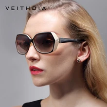 VEITHDIA Retro TR90 Vintage Large Sun glasses Polarized Carved Diamond Ladies Women Designer Sunglasses Eyewear Accessories 7011