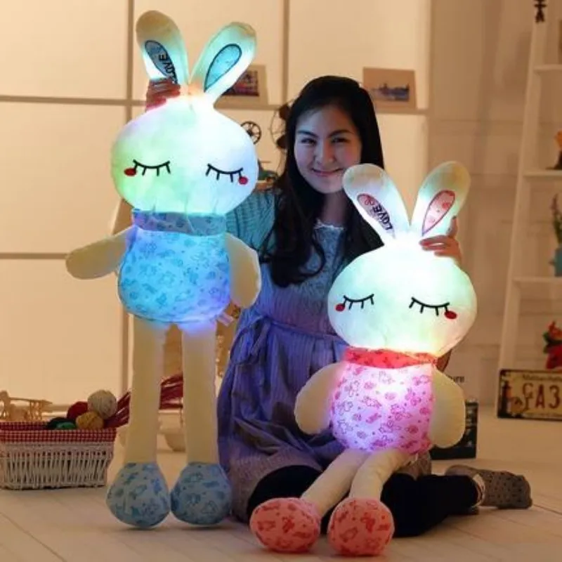 75CM Led Luminous Glowing Toy Light Up Plush Rabbit Doll Christmas New Year Birthday Gift For Kid Girlfriend Child WJ447