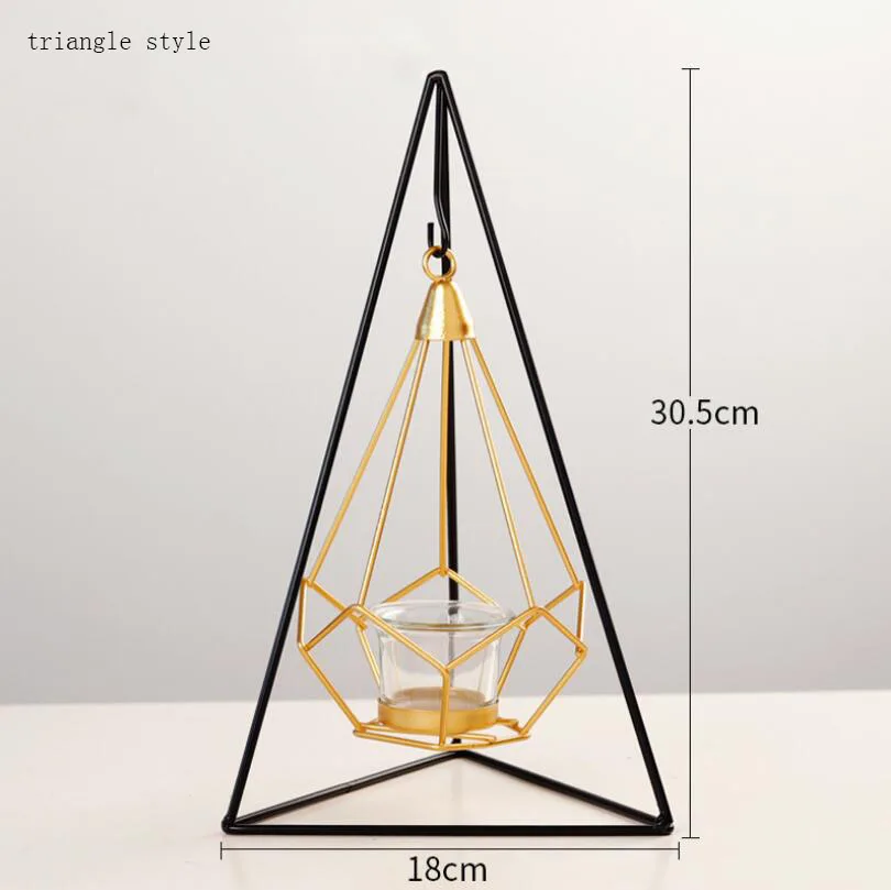 Нордический контракт Золотой геометрический Железный искусство Висячие силы подсвечник предметы домашнего декора свеча настольная мебель - Цвет: triangle style