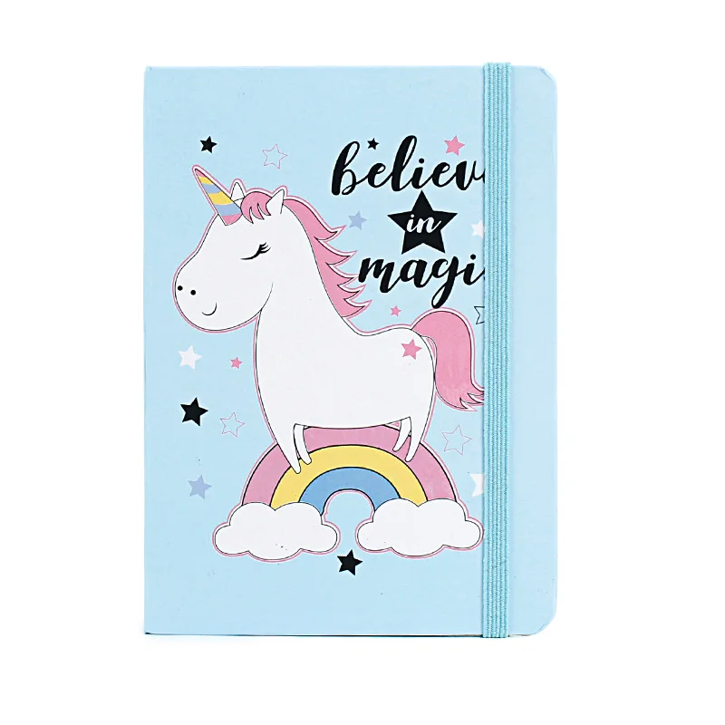 Creative Kawaii Unicorn Hardcover Notebook A5/A6 96 Sheets Cartoon Diary Cute Notepad For Kids Korean Stationery School Supplies 100 500pcs cartoon toys unicorn stickers for kids 1inch round teacher reward children sticker diary decor stationery supplies