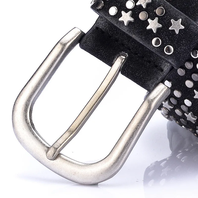 DINISITON New Fashion women's Rivet belts Punk rock style belt For lady Sequins Metal buckle Wide Metal rivet bead Str CM18
