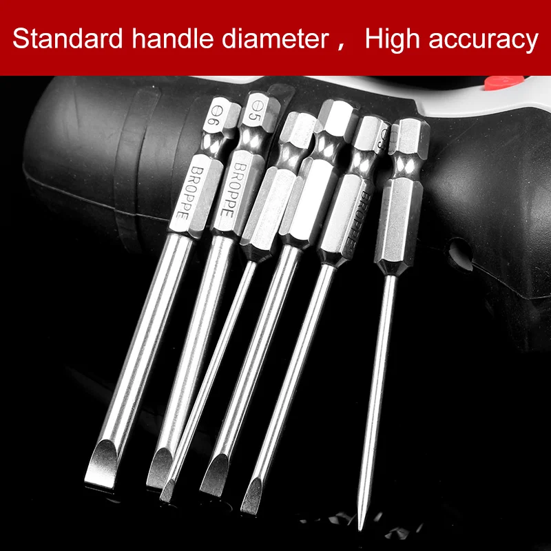 6pcs 75mm S2 Steel Slotted Head Han Drill Slotted Screwdriver