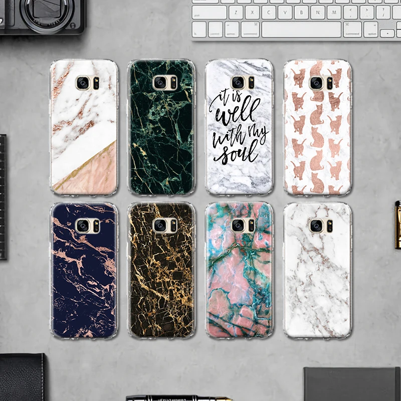 

For Samsung Galaxy S5 S6 S7 Edge S8 S9 S10 Plus S10e Note 4 5 8 9 Soft Cover Colorful Pattern Marble Skin Silicone Case