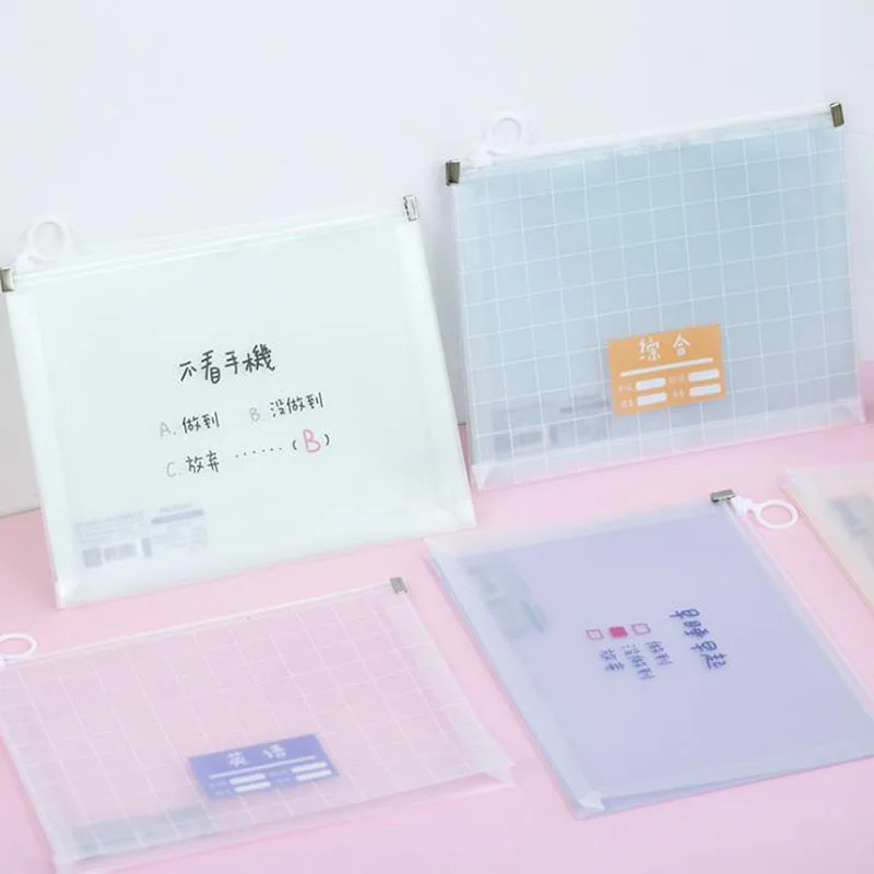

1 Pcs New Arrival Hot Transparent PVC A5 File Folder Document Filing Bag Stationery Bag for Student Kids Pencil Case Box