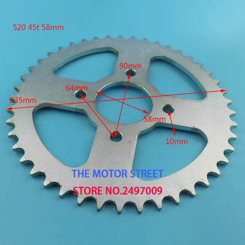 520 45 зуб 58 мм Задняя цепная Звездочка для китайского квадроцикла квадроцикл питбайк багги картинг двигатель мотоцикла