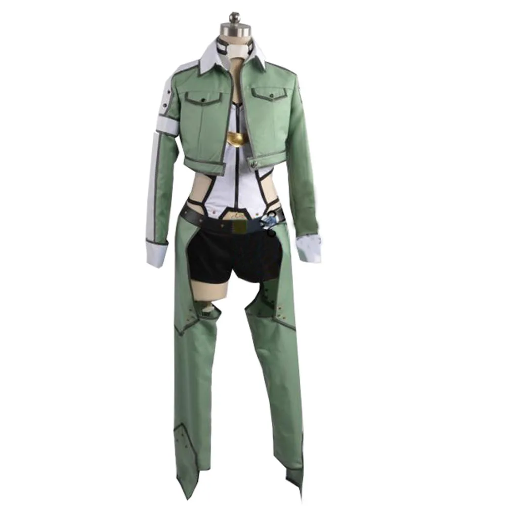 2017 Asada Shino Cosplay Sword Art Online 2 Sinon Military Costume Sinonon Green White And Black
