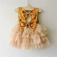 Новинка года; детская одежда; вечерние платья для девочек; многослойное платье с блестками и кружевным бантом; 5 шт./партия