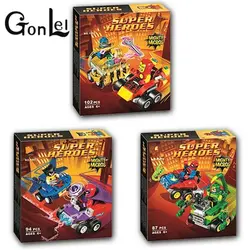 GonLeI 3 шт. 10670 10671 10672 Bela Marvel Super Heroes mighty Micros Скорпион танос строительные блоки кирпичи Железный человек 76071 76073