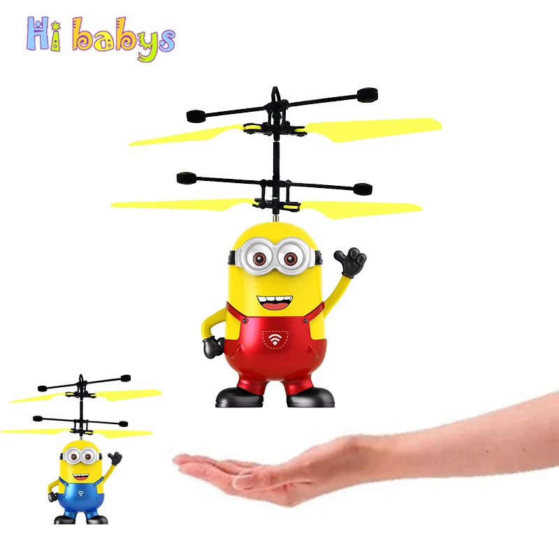 

Minion RC Helicopter Hand Control RC Drone Fly Flashing Helicopter Toys for Children Minion Helicopter Quadcopter Drone with LED