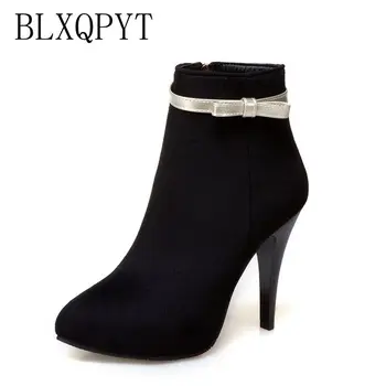 

LANYUXUAN 2017 Big Size 33-50 ankle boot short Sexy Pointed Toe Women Autumn winter High Heels Ladies Wedding Party Shoes 2-5