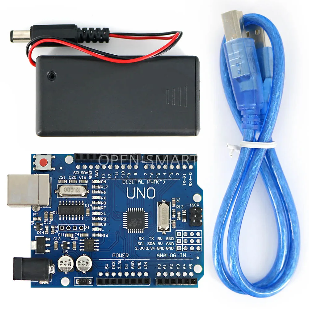 Портативный UNO R3 SMD ATmega328P развитию ж/USB кабель/9 В Батарея чехол для Arduino UNO DIY