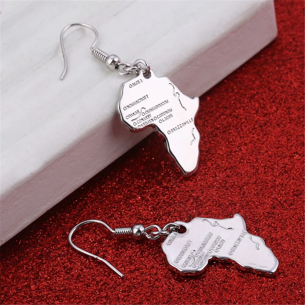 

Africa Map Earrings Silver Rose Gold Color Map Jewelry For Men Women Gift African Fashion Earrings