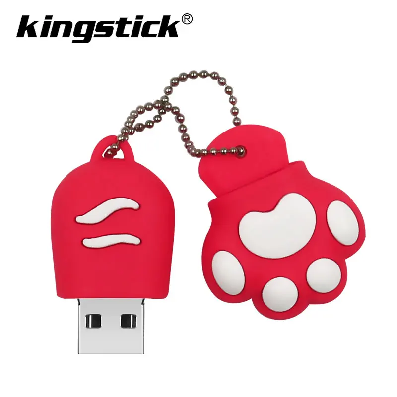 Cute Cat Claw USB Flash Drive 7 colors Pen driv Stick 4GB 8GB 16GB 32GB 64GB Memory Sticks best gift Pen Drive Flash U disk - Color: red