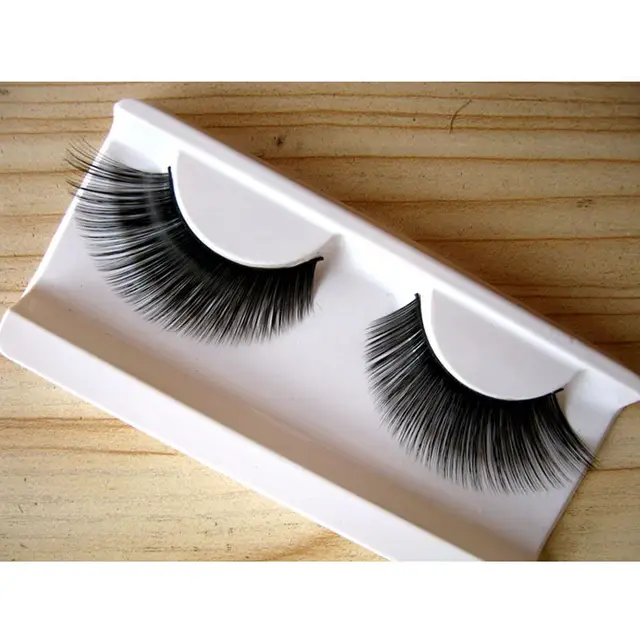 Best Price 1 pairs natural long stage false eyelashes winged tapered exaggeration full strip false eye lashes makeup tool KZ01