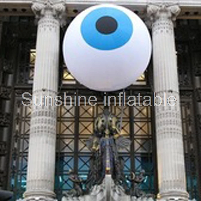 

Free shipping 2mD white giant inflatable eyeball led hanging balloon for event decoration