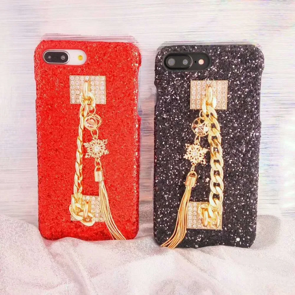 Marchcover Gold Diamond снег кисточкой браслет Bling сверкают футляр для iPhone X 8 7 6 S Plus |