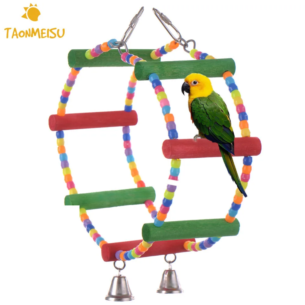 

Pet Bird Bite Toy Parrot Macaw Cockatiel Budgie Foot Scratcher Climb Circular Hanging Swing Hamster Rats Toy Colorful