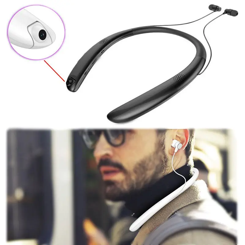 

New V9 Recorder Bluetooth Headset Stereo Neck Wearable Bluetooth Headset with Camera Portable Wireless Sports Bluetooth Earphone