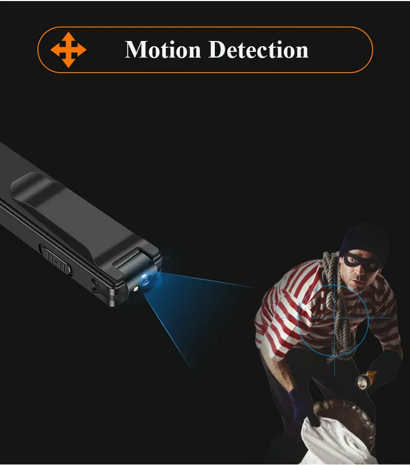 Мини дигитален фотоапарат Vandlion A3 HD фенерче Micro Cam Магнитно тяло Камера Motion Detection Snapshot Loop Recording Camcorder