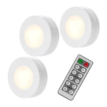 

3PCS Wireless Dimmable LED Puck Lights Touch Sensor Under Kitchen Cabinets lights For Close Wardrobe Stair Hallway Night lamp