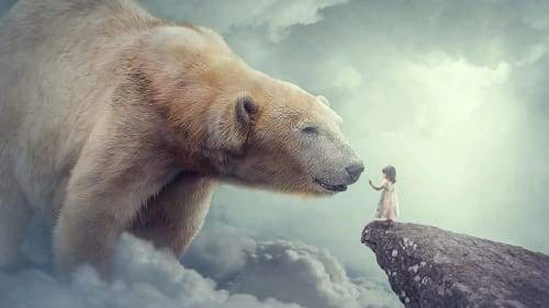 

GLymg Diy Diamond Embroidery Diamond Painting Kits 5D Diamond Handicrafts Polar Bears And Little Girls Diamond Art Wall Decor