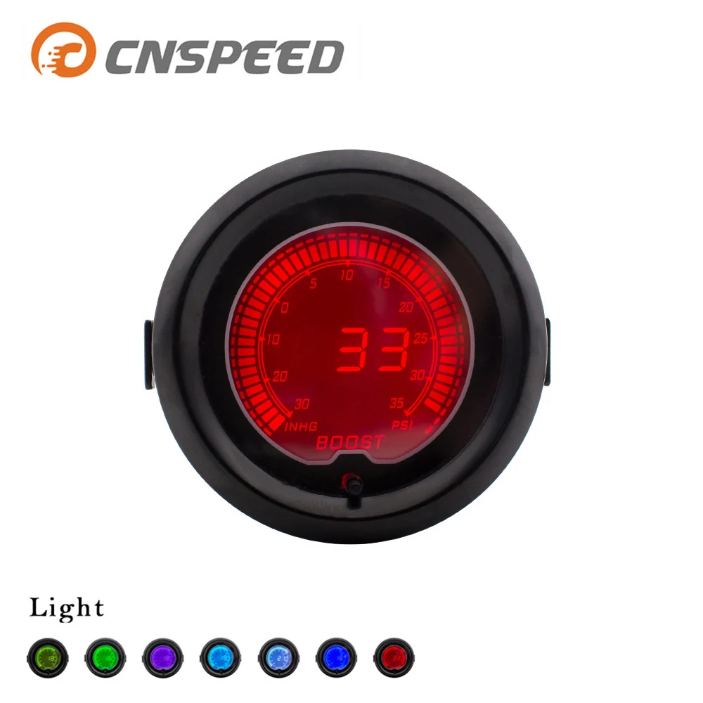 

CNSPEED 2" 52mm Gauge Impulse EVO LCD 7-color digital Turbo-30in pressure gauge hg-35PSI automotive vacuum gauge vacuum YC100110