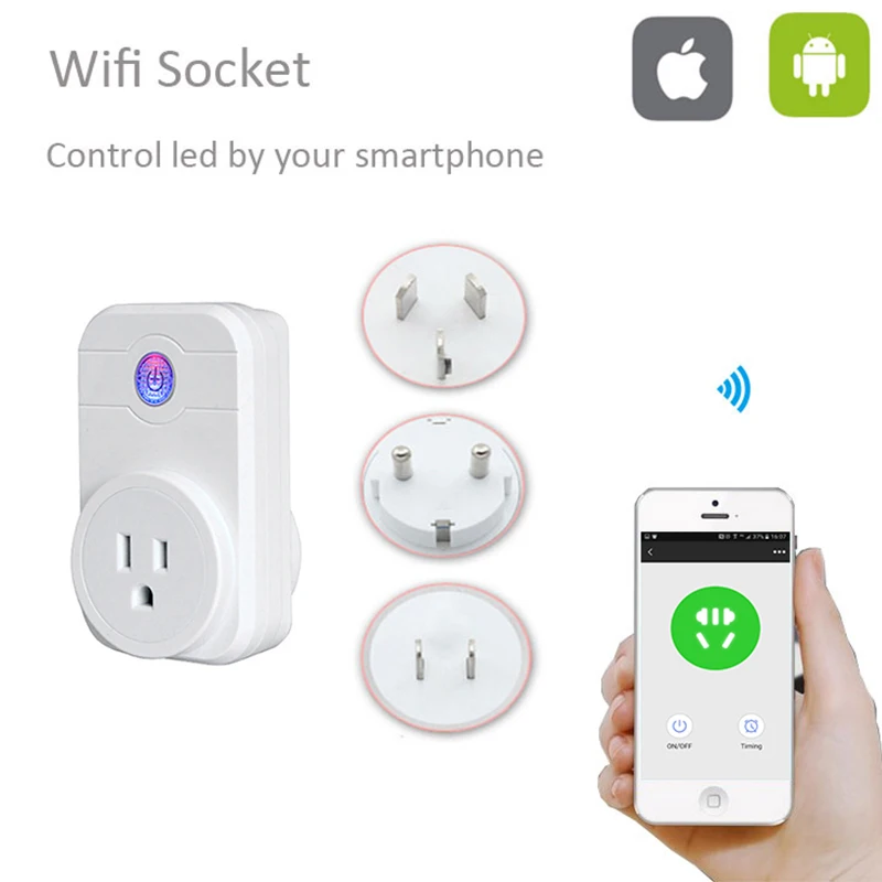 

OPEU-002 10A Wifi Smart Switch Power Plug Socket US 220V Wireless Light Outlet Timer Remote Control Support Alexa Google Home