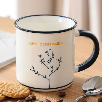 

Brief cartoon mug coffee cup ceramic milk cup enamel teacup cartoon drink cup birthday gift smallsweet coffee mugs