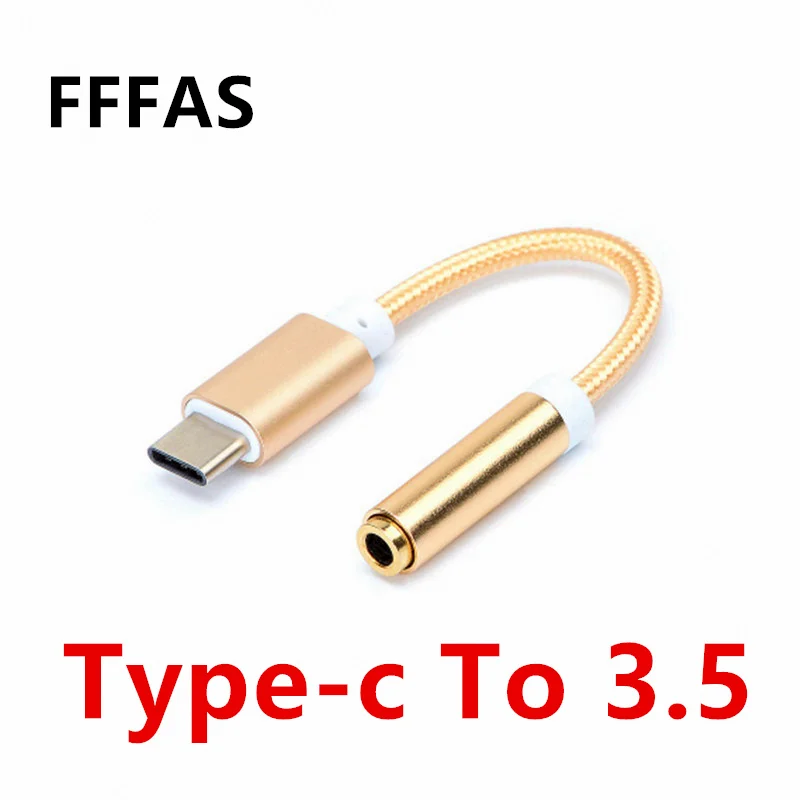 

FFFAS Type C to 3.5 Earphone Adapter USB 3.1 Type-C USB-C male to 3.5mm AUX Audio female Cable Converter for Xiaomi 6 Mi6 Letv 2