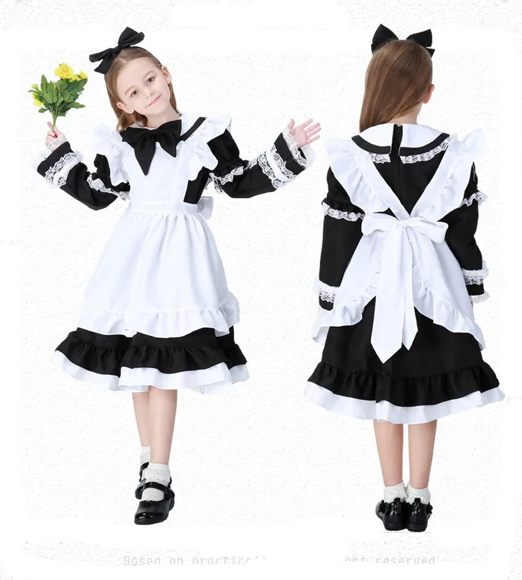 Черный/розовый/синий Алиса в стране чудес Хеллоуин костюм для женщин платье горничной для детей Лолита фантазийный, для карнавала костюмы высокий 90-170 см
