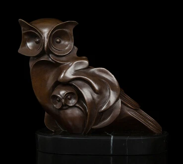 

Copper Brass crafts L owl statue estatuilla sculptures animal head real pure Brass statues animals con base marble Vacaciones