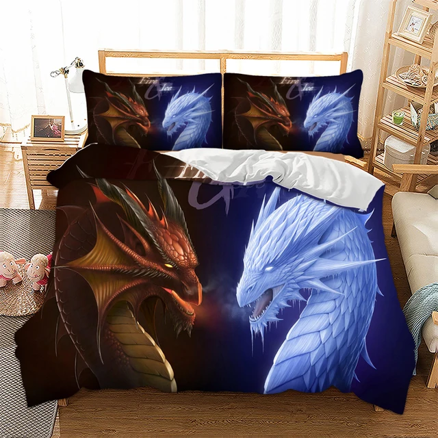 3D Dragon Bedding Set Game Duvet Cover With Pillowcases Twin Full Queen