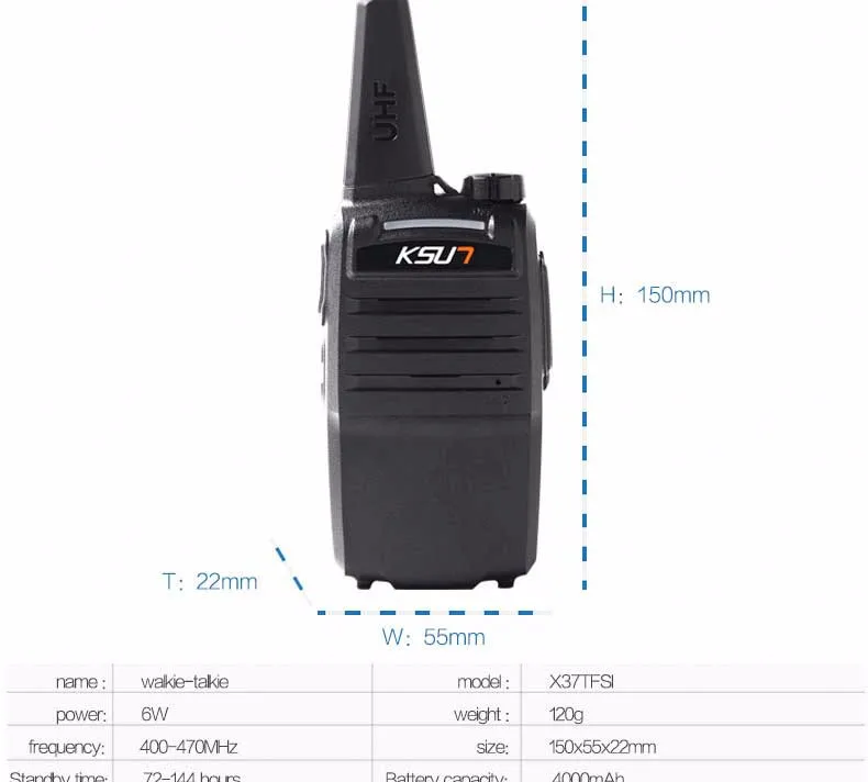 1 шт. KSUN X-37TFSI двухканальные рации 6 Вт высокое мощность 4000 мАч литий-ионный батарея Новый BUXUN Dual Band двухстороннее радио