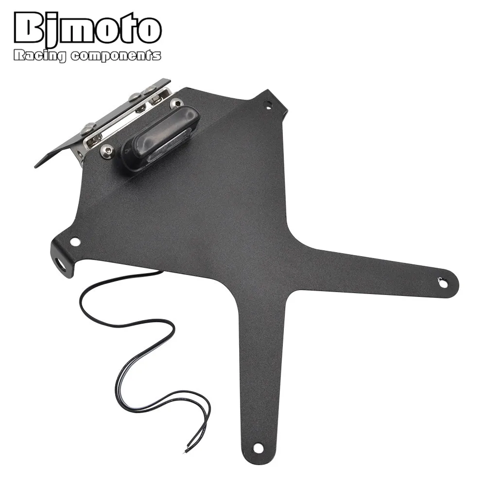 BJMOTO Motorcycle Number Plate Hanger Bracket with Light Adjustable