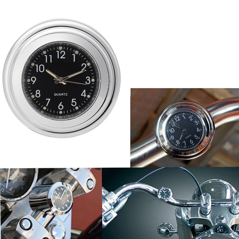 Noctilucent Motorcycle Scooter Handlebar Black Digital Dial Clock
