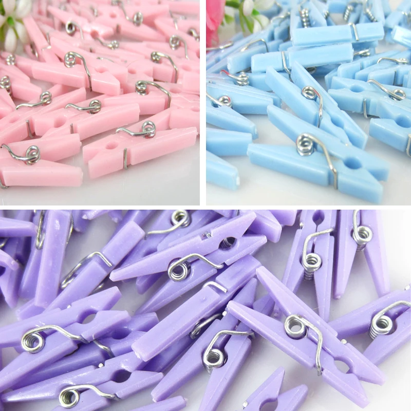 

50Pcs Mini Plastic Pegs Pin Clothespin Baby Shower Photo Paper Peg For Craft Clips Decorations 9 x 25mm