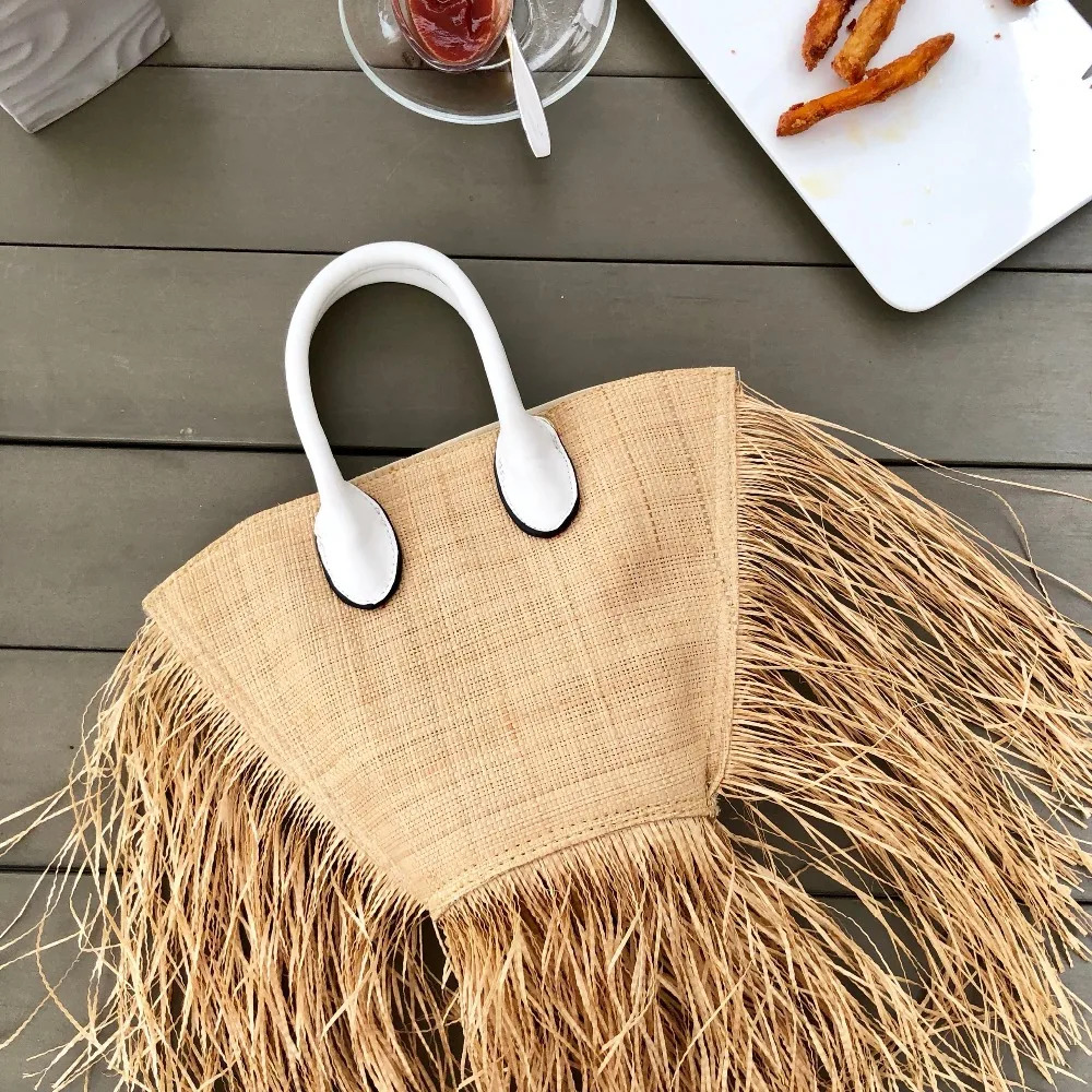 

Women Handbag Summer Beach Bag Rattan Woven Handmade Knitted Straw Large Capacity Totes Leather Women Shoulder Bag Bohemia New