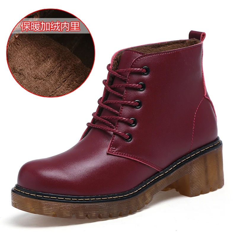 

Motorcycle Boots For Women Winter Boots 2018 Fashion Round Toe Lace-up Combat Martin Boots Ladies Shoes Botas Mujer Invierno