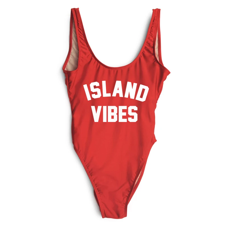 Мама Детские купальники Для женщин Одна деталь купальник Island Vibes Письмо печати Монокини сексуальное боди Пляжная Детская одежда Детский ванный комплект
