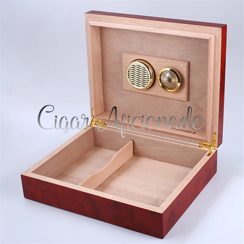 High-end COHIBA High Quality Rosewood Grain Cedar Wood Cigar Humidor Box W/ Hygrometer Humidifier