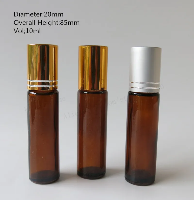 Free shipping High quality 30pcs lot 10ml amber glass roll on bottle 10ml amber roll on 2